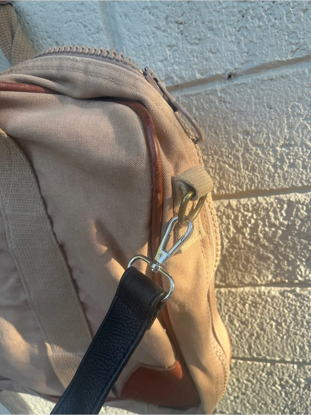 Lands' End Tan Canvas Laptop Briefcase with Brown Trim